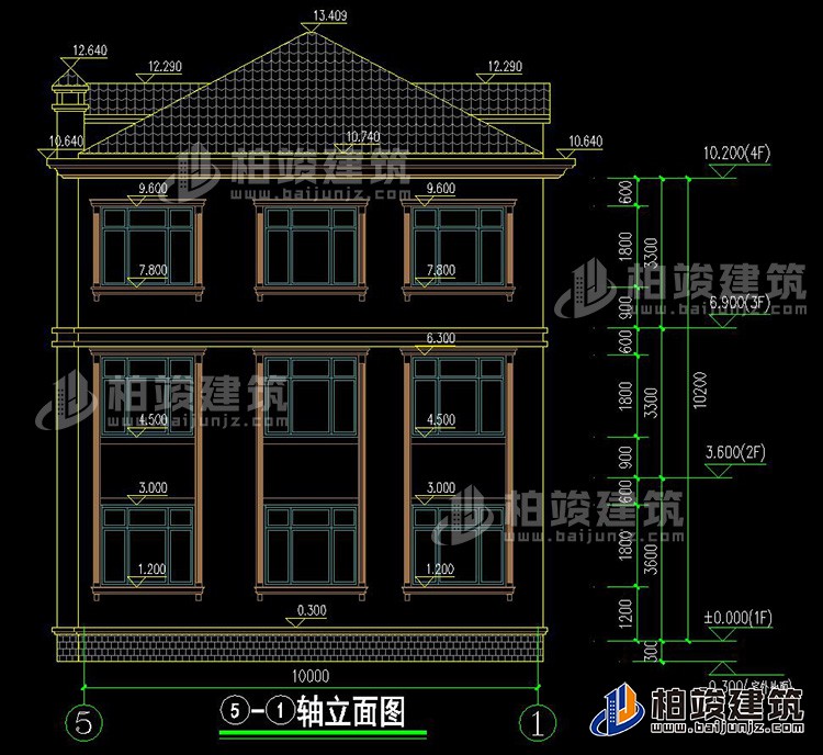 背立面图